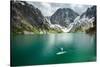 Man Paddle Boards Using Inflatable SUP, Colchuck Lake Alpine Lakes Wilderness Of The Cascade Range-Ben Herndon-Stretched Canvas