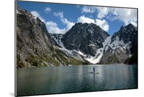 Man Paddle Boards Using Inflatable SUP, Colchuck Lake Alpine Lakes Wilderness Of The Cascade Range-Ben Herndon-Mounted Photographic Print