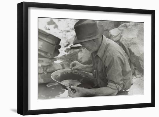 Man Panning Gold at Pinos Altos, New Mexico-Russell Lee-Framed Photo