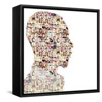 Man People Collage Faces Double Exposure-zurijeta-Framed Stretched Canvas