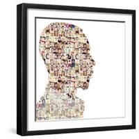 Man People Collage Faces Double Exposure-zurijeta-Framed Photographic Print