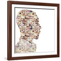 Man People Collage Faces Double Exposure-zurijeta-Framed Photographic Print