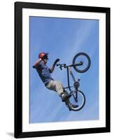 Man Performing Trick on a Bicycle-null-Framed Photographic Print