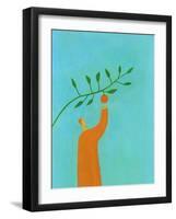 Man picking an orange-Marie Bertrand-Framed Giclee Print