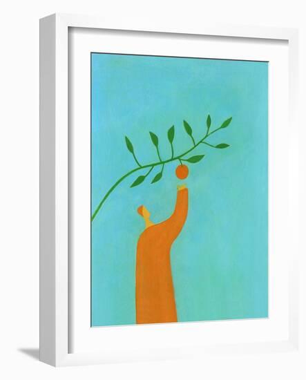 Man picking an orange-Marie Bertrand-Framed Giclee Print