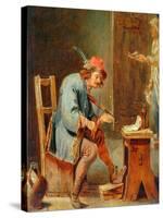 Man Playing a Fiddle, 1800-50-David the Younger Teniers-Stretched Canvas