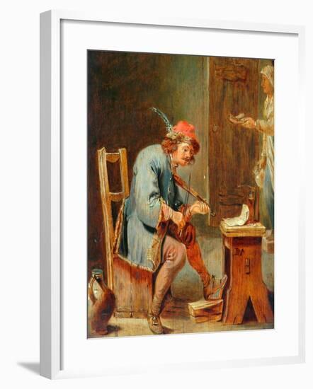 Man Playing a Fiddle, 1800-50-David the Younger Teniers-Framed Giclee Print
