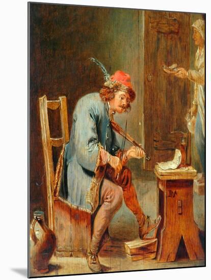 Man Playing a Fiddle, 1800-50-David the Younger Teniers-Mounted Giclee Print