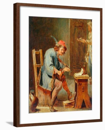 Man Playing a Fiddle, 1800-50-David the Younger Teniers-Framed Giclee Print