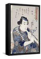 Man Playing a Flute-Kuniyoshi Utagawa-Framed Stretched Canvas