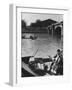 Man Playing Cello on Boat-Loomis Dean-Framed Photographic Print