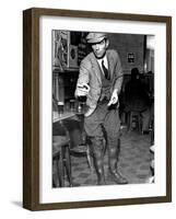 Man Playing Quoits, Like Horse Shoes, in an English Pub-Hans Wild-Framed Photographic Print