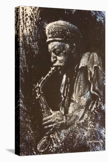 Man Playing Saxaphone-Michael Jackson-Stretched Canvas