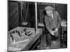 Man Playing Table Skittles in an English Pub-null-Mounted Photographic Print