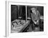 Man Playing Table Skittles in an English Pub-null-Framed Photographic Print