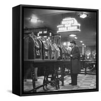 Man Playing the Slot Machines-Ralph Morse-Framed Stretched Canvas