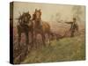 Man Ploughing a Field-Harold Harvey-Stretched Canvas