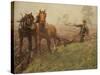 Man Ploughing a Field-Harold Harvey-Stretched Canvas