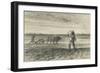 Man Ploughing and Another Sowing, 1849 - 1852 (Black Crayon on Wove Paper)-Jean-Francois Millet-Framed Giclee Print