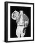 Man Posing with a Leopard around His Neck-null-Framed Photo