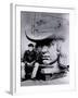 Man Posing with William Penn's Head, Philadelphia, Pennsylvania-null-Framed Photo