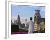 Man Practicing Taiji on the Bund, Shanghai, China-Keren Su-Framed Photographic Print