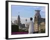 Man Practicing Taiji on the Bund, Shanghai, China-Keren Su-Framed Photographic Print