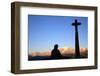 Man praying in front of Mont Blanc, Megeve, France-Godong-Framed Photographic Print