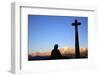 Man praying in front of Mont Blanc, Megeve, France-Godong-Framed Photographic Print