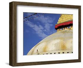 Man Praying in Front of the Dome of Boudha (Bodhnath) (Boudhanath) Stupa, Kathmandu, UNESCO World H-Simon Montgomery-Framed Photographic Print