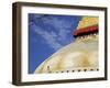 Man Praying in Front of the Dome of Boudha (Bodhnath) (Boudhanath) Stupa, Kathmandu, UNESCO World H-Simon Montgomery-Framed Photographic Print