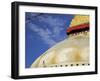 Man Praying in Front of the Dome of Boudha (Bodhnath) (Boudhanath) Stupa, Kathmandu, UNESCO World H-Simon Montgomery-Framed Photographic Print