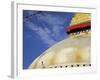 Man Praying in Front of the Dome of Boudha (Bodhnath) (Boudhanath) Stupa, Kathmandu, UNESCO World H-Simon Montgomery-Framed Photographic Print