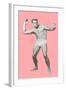 Man Pretending to Pass Football, Pink Background-null-Framed Art Print