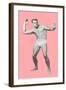 Man Pretending to Pass Football, Pink Background-null-Framed Art Print