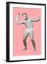 Man Pretending to Pass Football, Pink Background-null-Framed Art Print