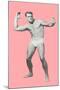 Man Pretending to Pass Football, Pink Background-null-Mounted Art Print