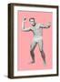 Man Pretending to Pass Football, Pink Background-null-Framed Premium Giclee Print