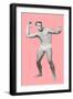 Man Pretending to Pass Football, Pink Background-null-Framed Premium Giclee Print