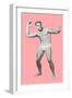 Man Pretending to Pass Football, Pink Background-null-Framed Premium Giclee Print