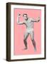 Man Pretending to Pass Football, Pink Background-null-Framed Art Print