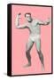 Man Pretending to Pass Football, Pink Background-null-Framed Stretched Canvas