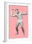 Man Pretending to Pass Football, Pink Background-null-Framed Art Print