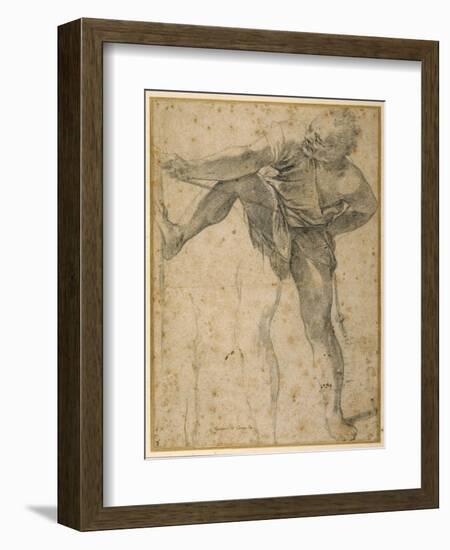 Man Pulling on a Rope, His Left Leg Rehearsed a Second Time-Lodovico Carracci-Framed Giclee Print