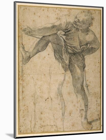 Man Pulling on a Rope, His Left Leg Rehearsed a Second Time-Lodovico Carracci-Mounted Giclee Print