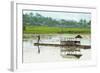 Man Punting Bamboo Raft on Situ Cangkuang Lake at This Village known for its Temple-Rob-Framed Photographic Print