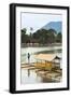 Man Punting Bamboo Raft on Situ Cangkuang Lake at This Village known for its Temple-Rob-Framed Photographic Print