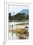 Man Punting Bamboo Raft on Situ Cangkuang Lake at This Village known for its Temple-Rob-Framed Photographic Print