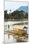 Man Punting Bamboo Raft on Situ Cangkuang Lake at This Village known for its Temple-Rob-Mounted Photographic Print
