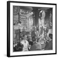 Man Reading About Election Straw Votes at Harry's New York Bar-Yale Joel-Framed Photographic Print